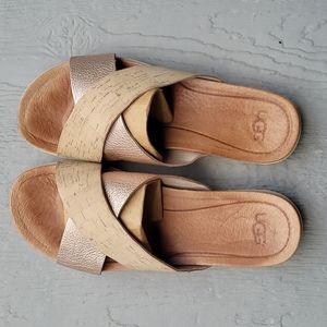 UGG Kari Rose Gold & Cork Slide sz.7